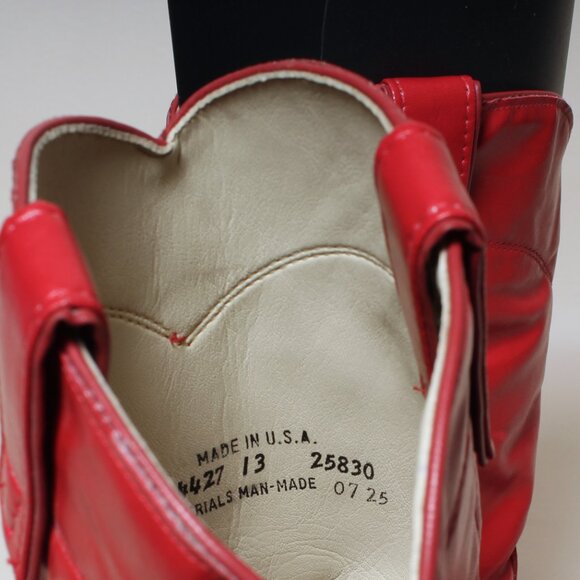 VTG Womens Texas Brand Boots Size 7.5 Medium Red Leather Cowgirl Western Boot - Picture 8 of 9
